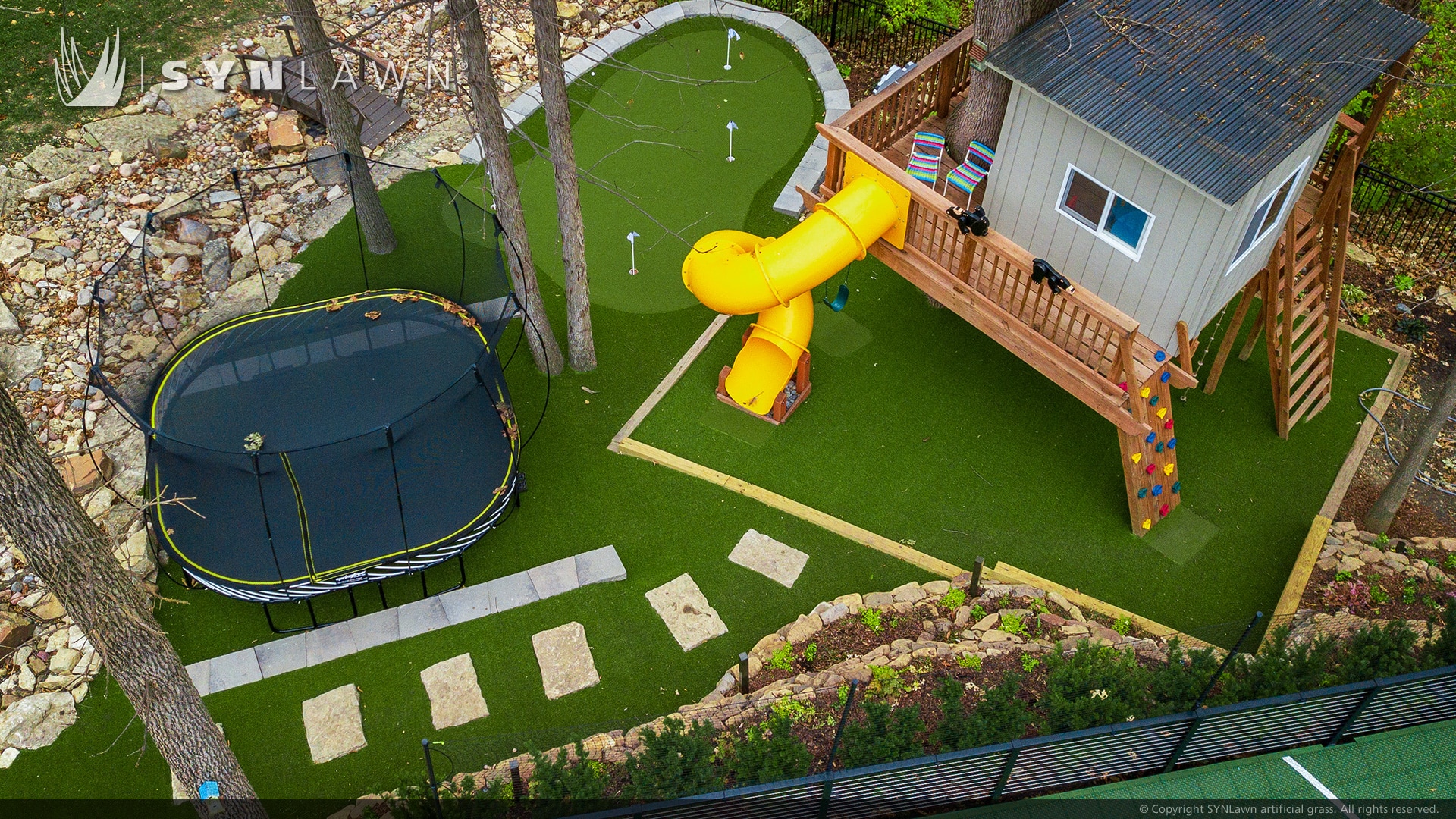image of SYNLawn Windsor CA Backyard Treehouse Residential Trampoline