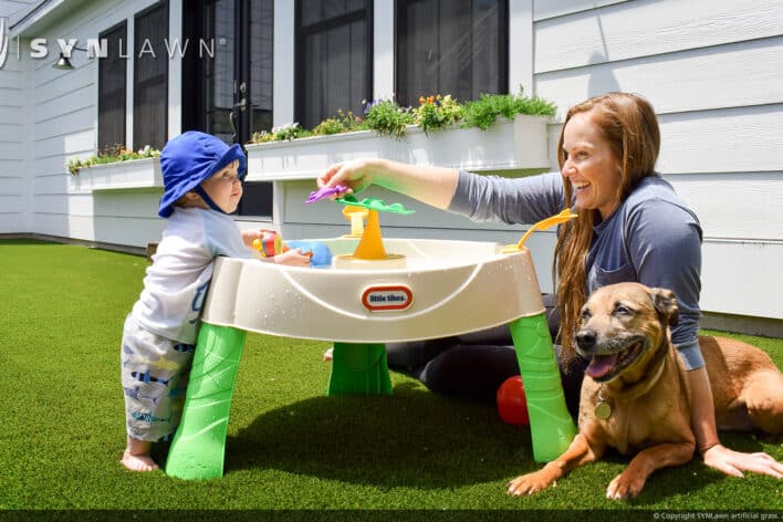 image of SYNLawn Windsor CA pets artificial grass safe for family dogs and kids